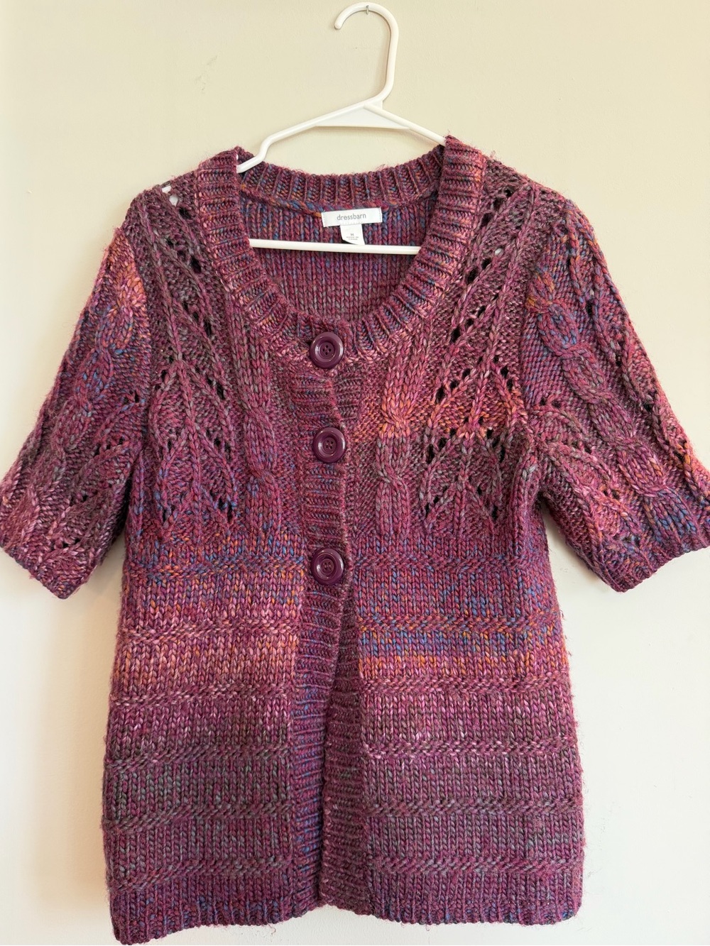 Short-Sleeve Cable Knit Wool-Blend Cardigan | Y2K, Trendy